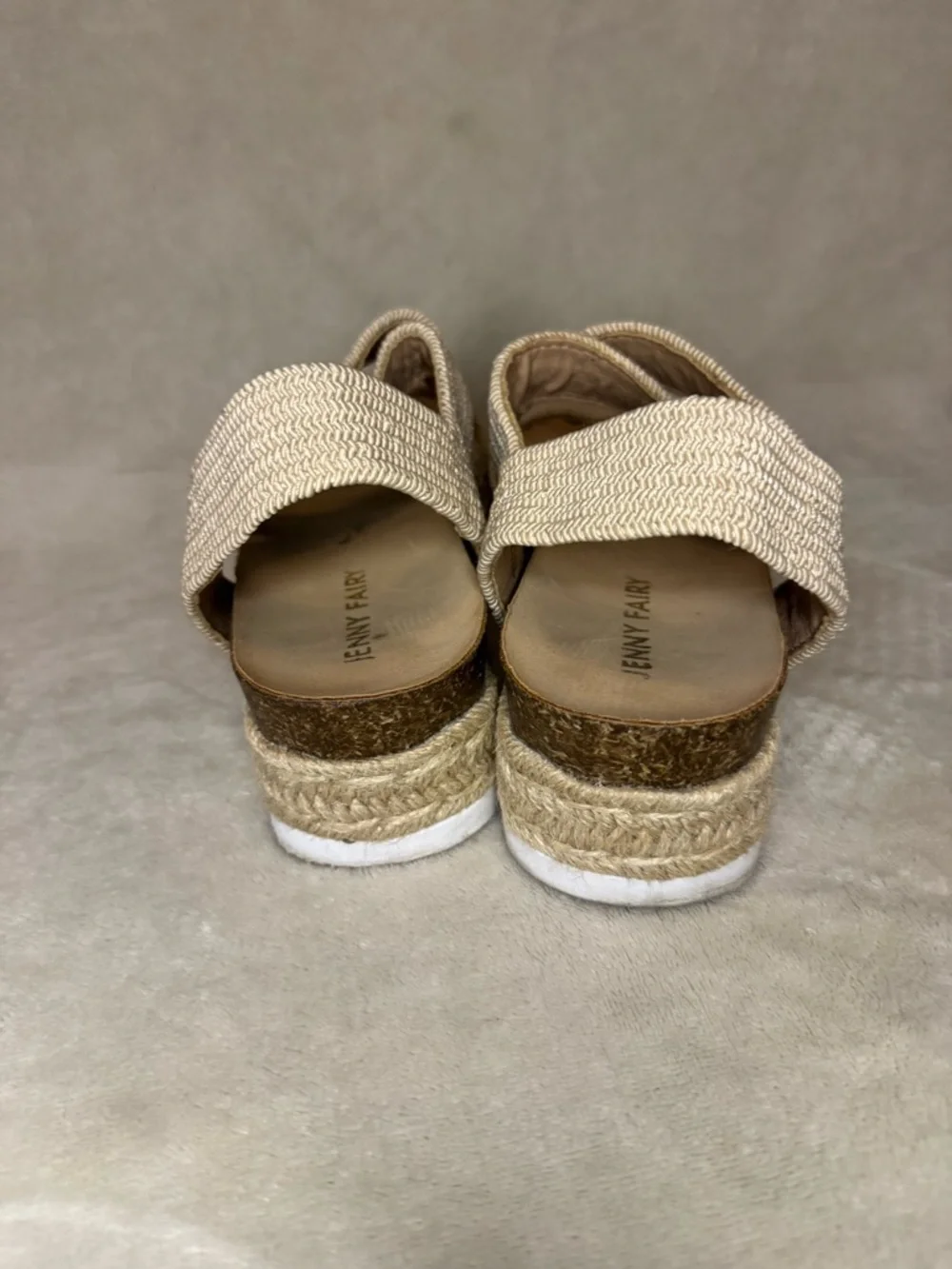 Jenny Fairy Platform Espadrille Sandals Beige Strappy Size 6 - Picture 2 of 7